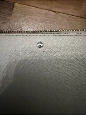 kate spade Cream Textured Zip Pouch with Spade Logo